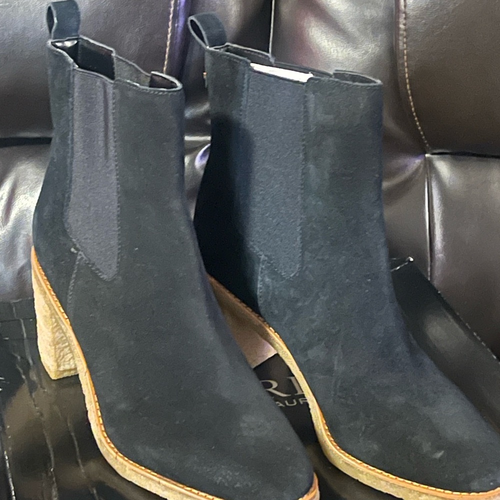 Ralph Lauren Black Ankle Boots with Tan Sole